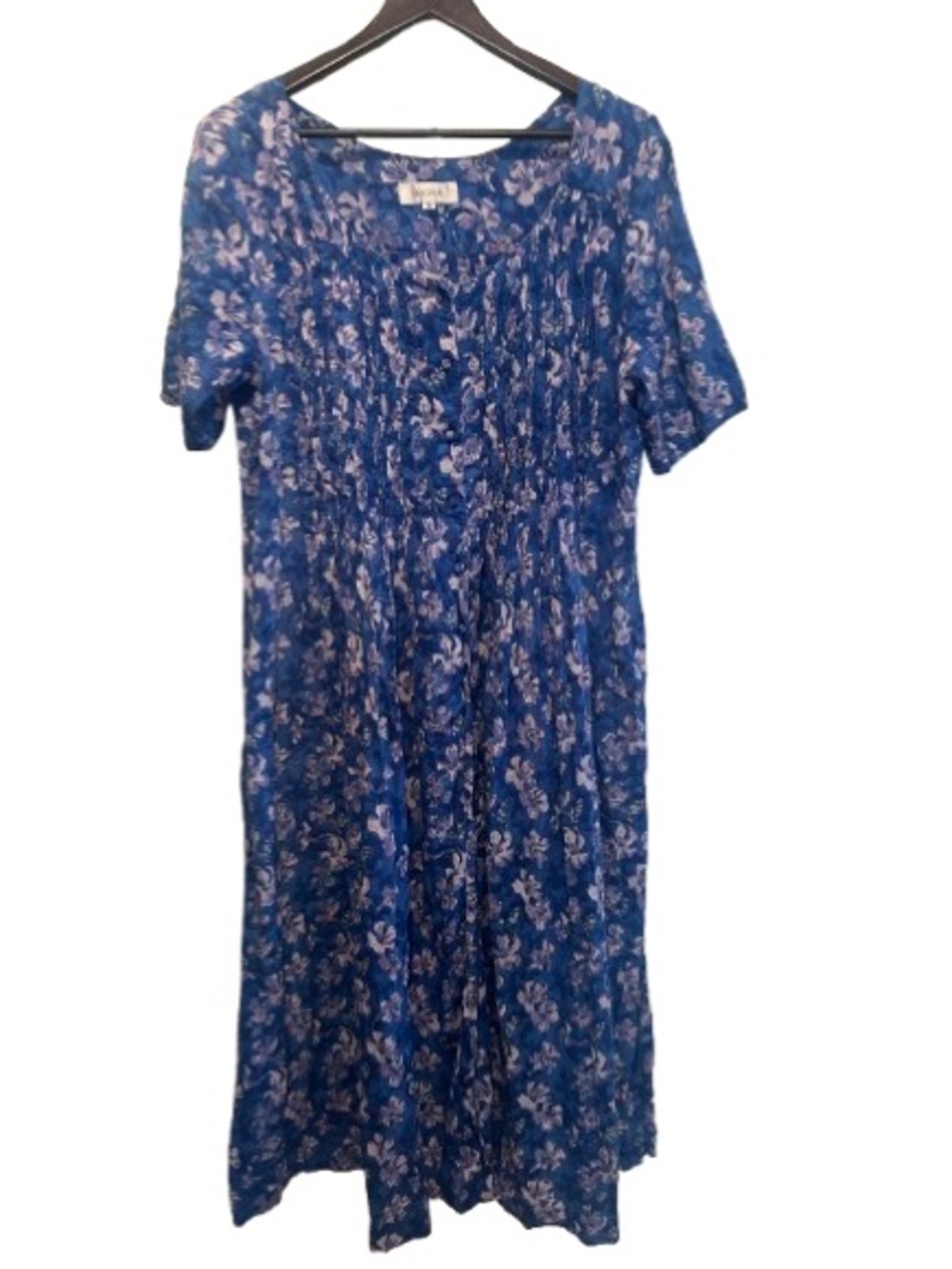 Anokhi cotton blue floral block print dress
